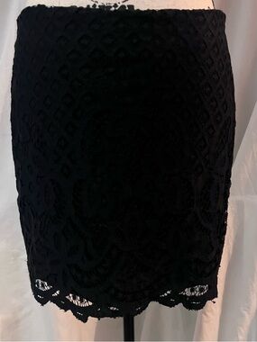 Free People Black Lace Pencil Skirt